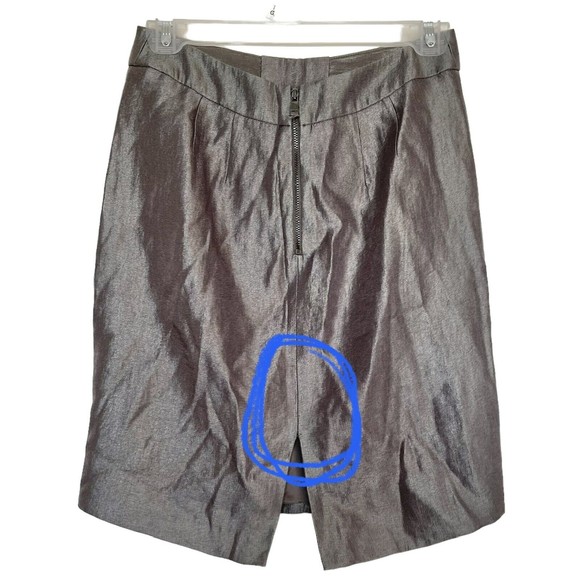 Ann Taylor Skirt Sz 0 Petite knee length Slit Metallic Look Work Wear Corporate - Picture 12 of 12